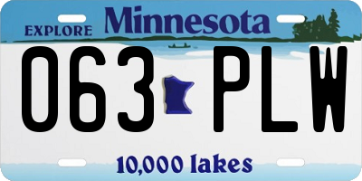 MN license plate 063PLW