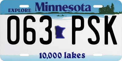 MN license plate 063PSK