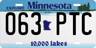 MN license plate 063PTC