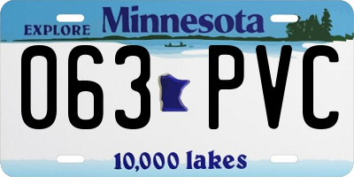 MN license plate 063PVC