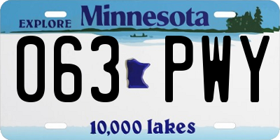 MN license plate 063PWY
