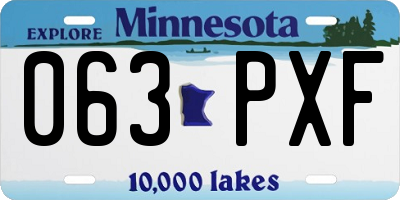 MN license plate 063PXF