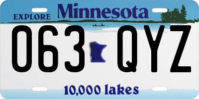MN license plate 063QYZ