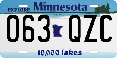 MN license plate 063QZC