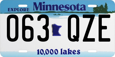 MN license plate 063QZE