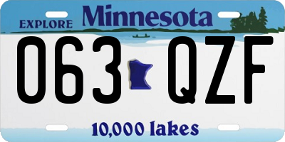 MN license plate 063QZF