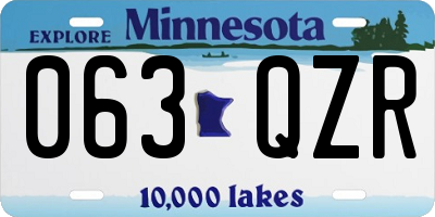 MN license plate 063QZR