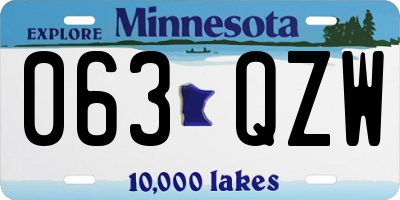 MN license plate 063QZW