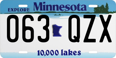 MN license plate 063QZX