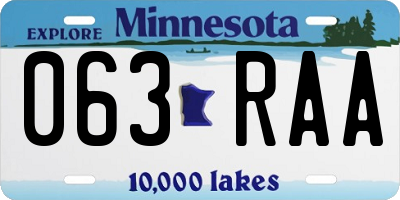 MN license plate 063RAA