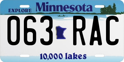 MN license plate 063RAC