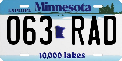 MN license plate 063RAD