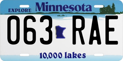 MN license plate 063RAE