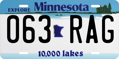 MN license plate 063RAG