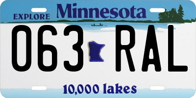 MN license plate 063RAL