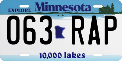 MN license plate 063RAP