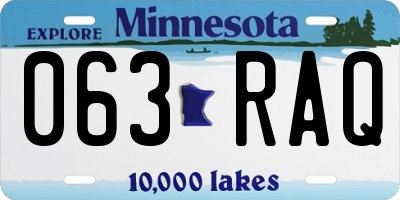 MN license plate 063RAQ