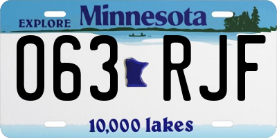 MN license plate 063RJF