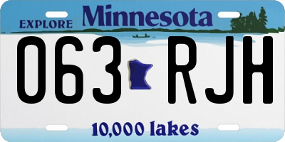 MN license plate 063RJH