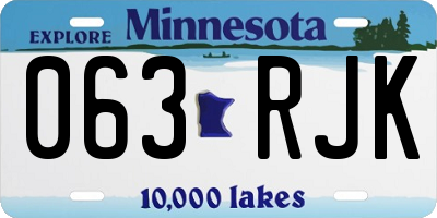 MN license plate 063RJK