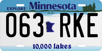 MN license plate 063RKE
