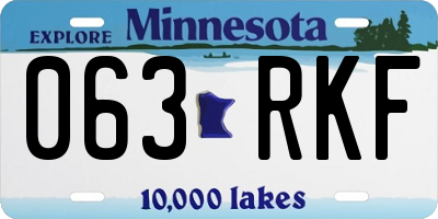 MN license plate 063RKF