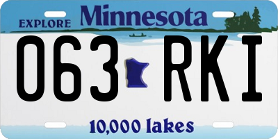 MN license plate 063RKI