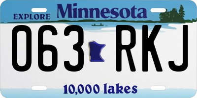 MN license plate 063RKJ