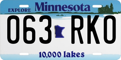 MN license plate 063RKO