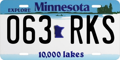 MN license plate 063RKS