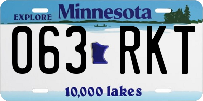 MN license plate 063RKT