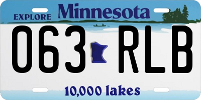 MN license plate 063RLB