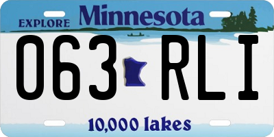 MN license plate 063RLI