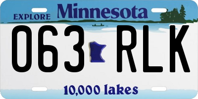 MN license plate 063RLK