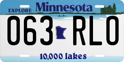 MN license plate 063RLO