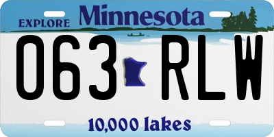 MN license plate 063RLW