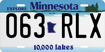 MN license plate 063RLX