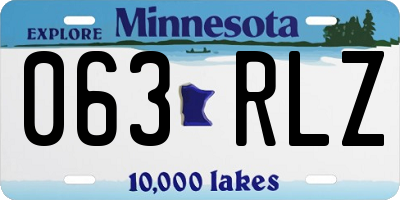 MN license plate 063RLZ