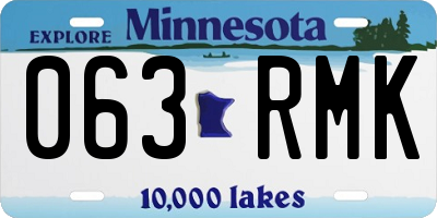 MN license plate 063RMK