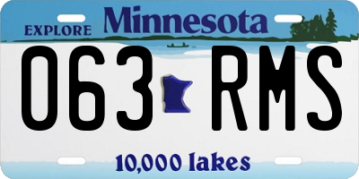 MN license plate 063RMS