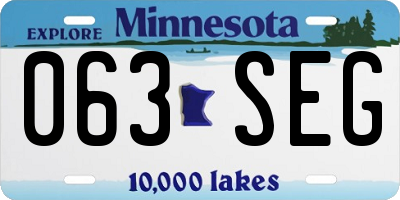 MN license plate 063SEG