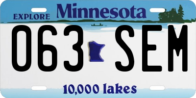 MN license plate 063SEM