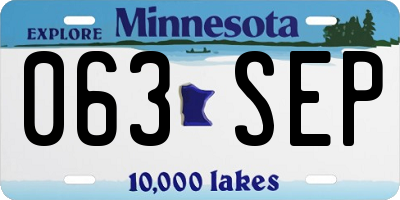 MN license plate 063SEP