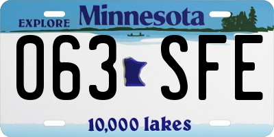 MN license plate 063SFE