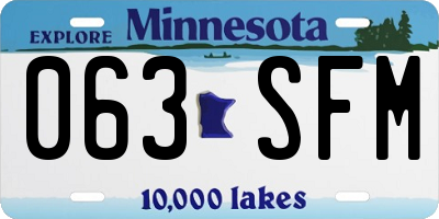 MN license plate 063SFM
