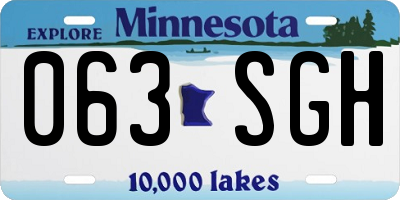 MN license plate 063SGH