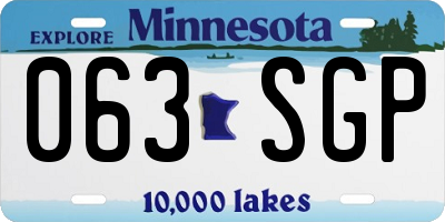 MN license plate 063SGP