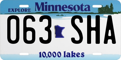 MN license plate 063SHA