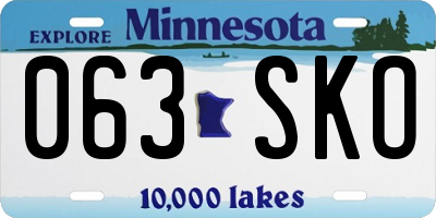 MN license plate 063SKO