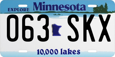 MN license plate 063SKX